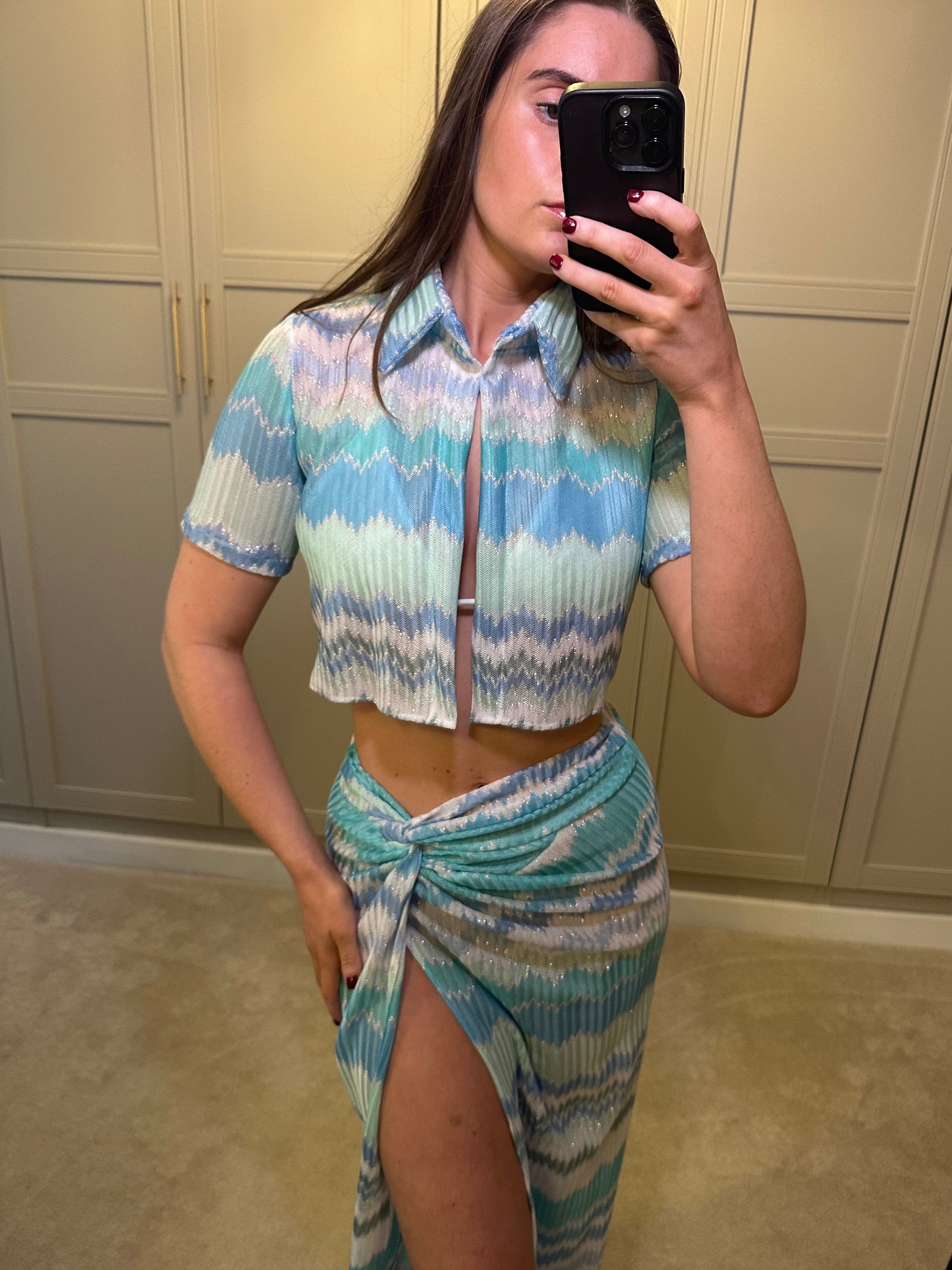 Gracie Skirt and Beach shirt ~ Aqua Knit