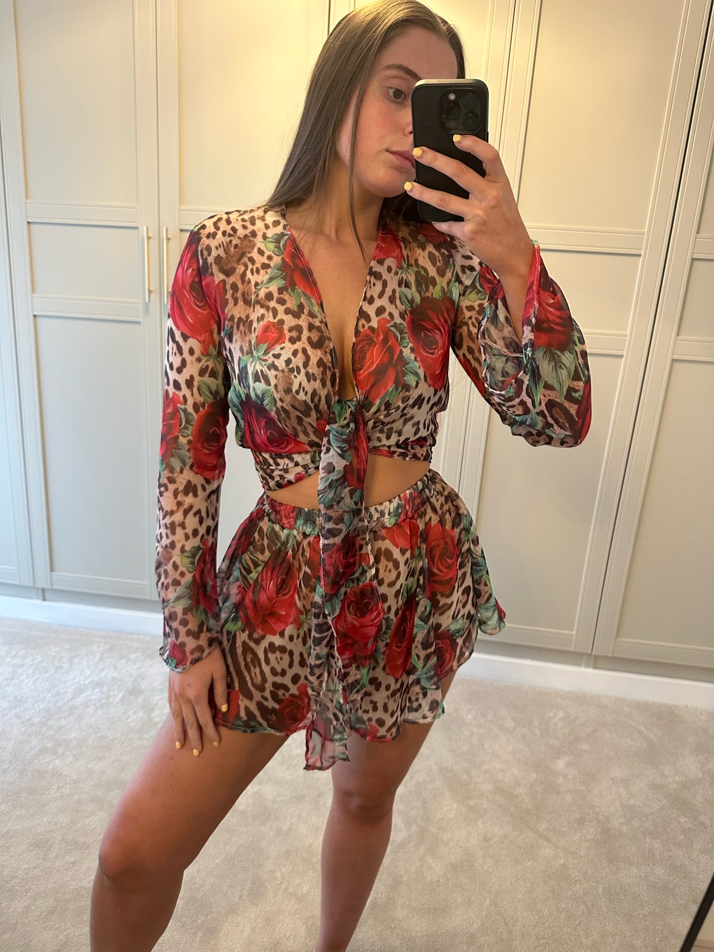 Floaty Shorts ~ Leopard Rose