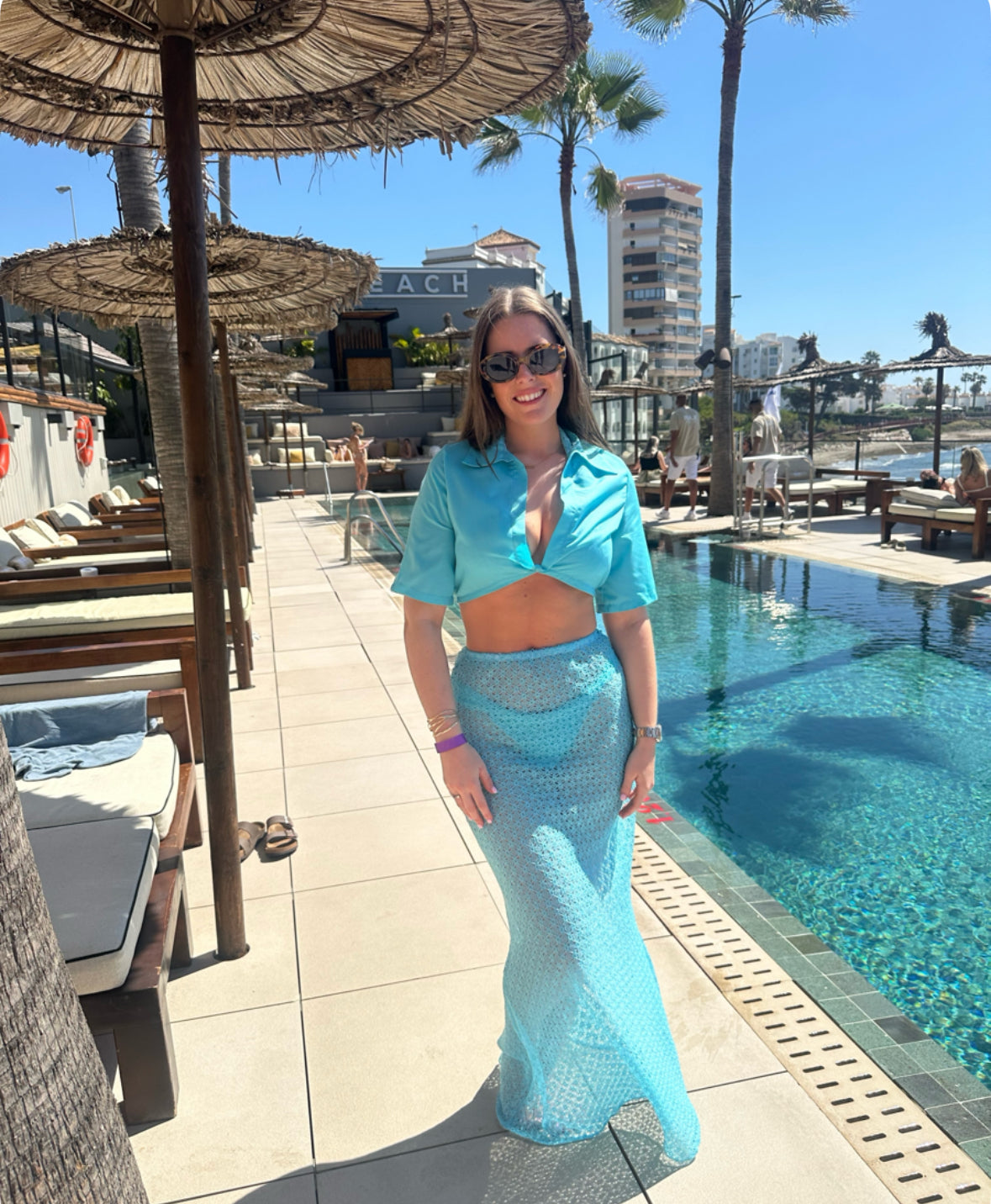 Sky Crochet Maxi Skirt
