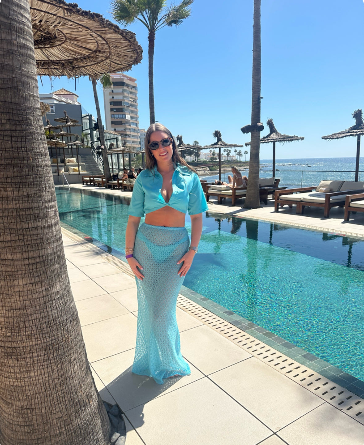Sky Crochet Maxi Skirt