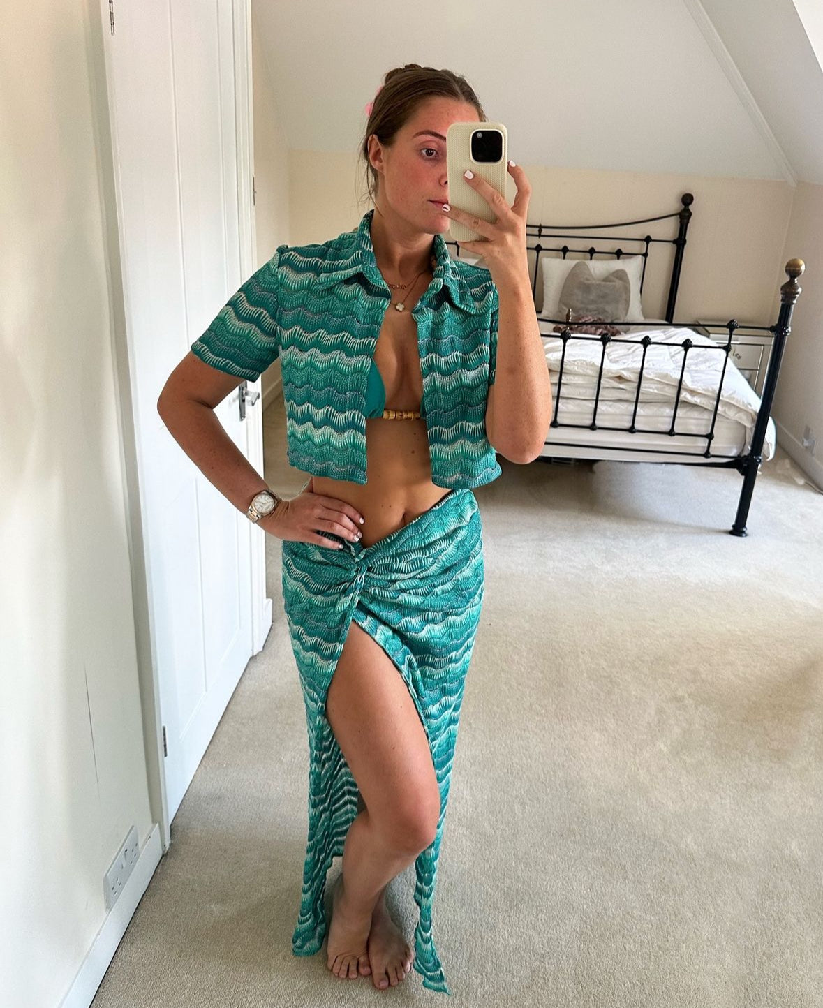 Gracie Skirt - Turquoise wave Knit