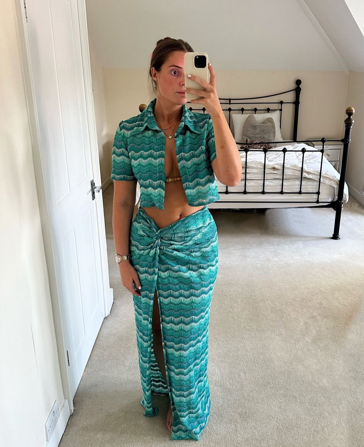 Gracie Skirt - Turquoise wave Knit