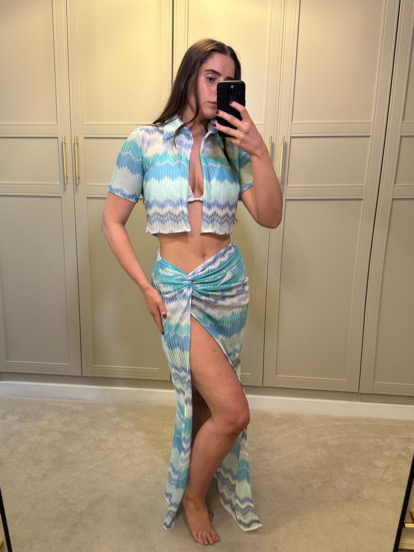 Gracie Skirt and Beach shirt ~ Aqua Knit