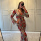 Tie Front Blouse ~ Leopard Rose