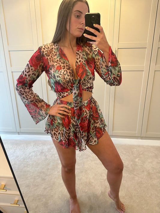 Floaty Shorts ~ Leopard Rose