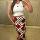 Polka Dot Rose Maxi Skirt ~ White