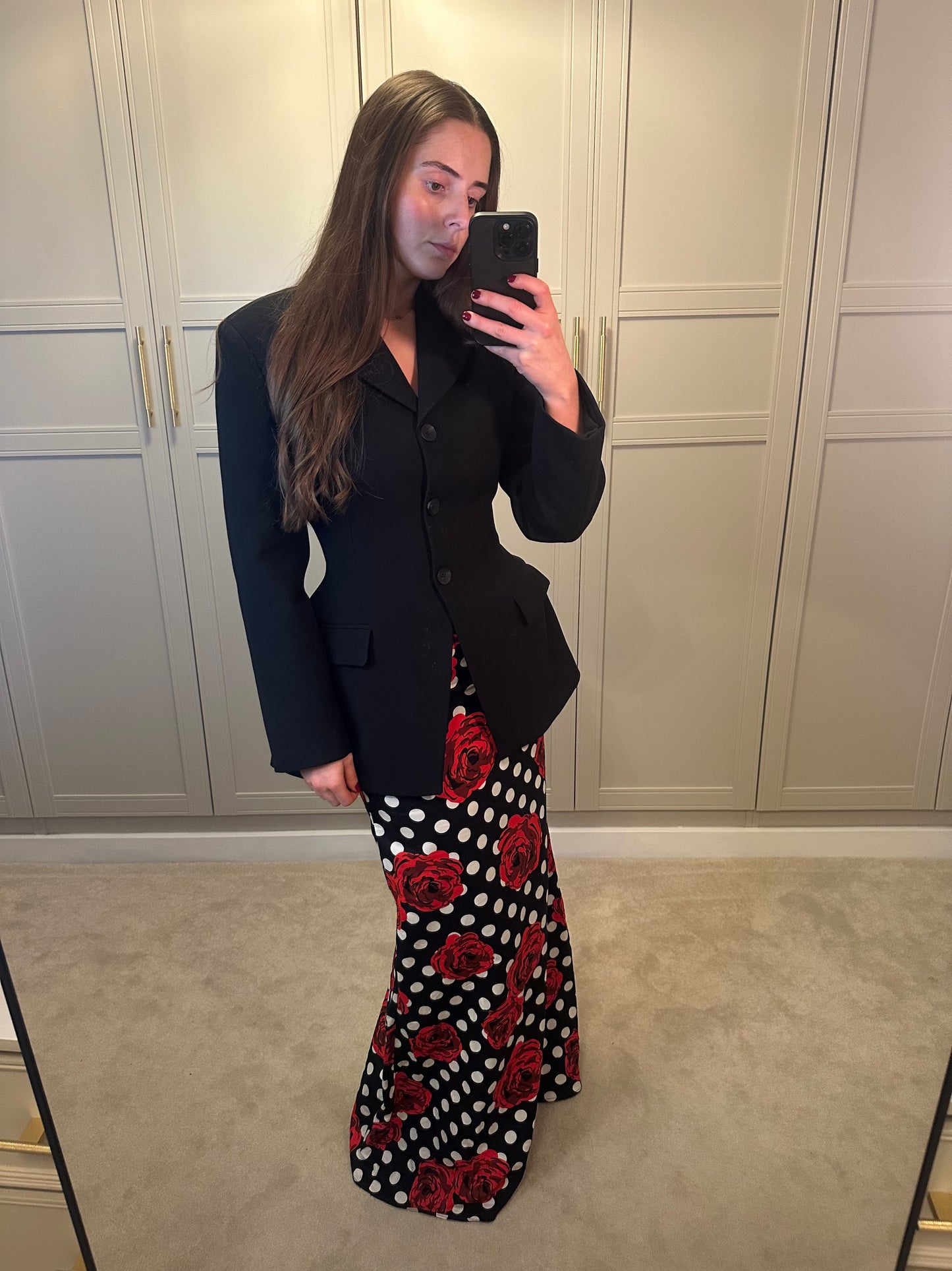 Polka Dot Rose Maxi Skirt