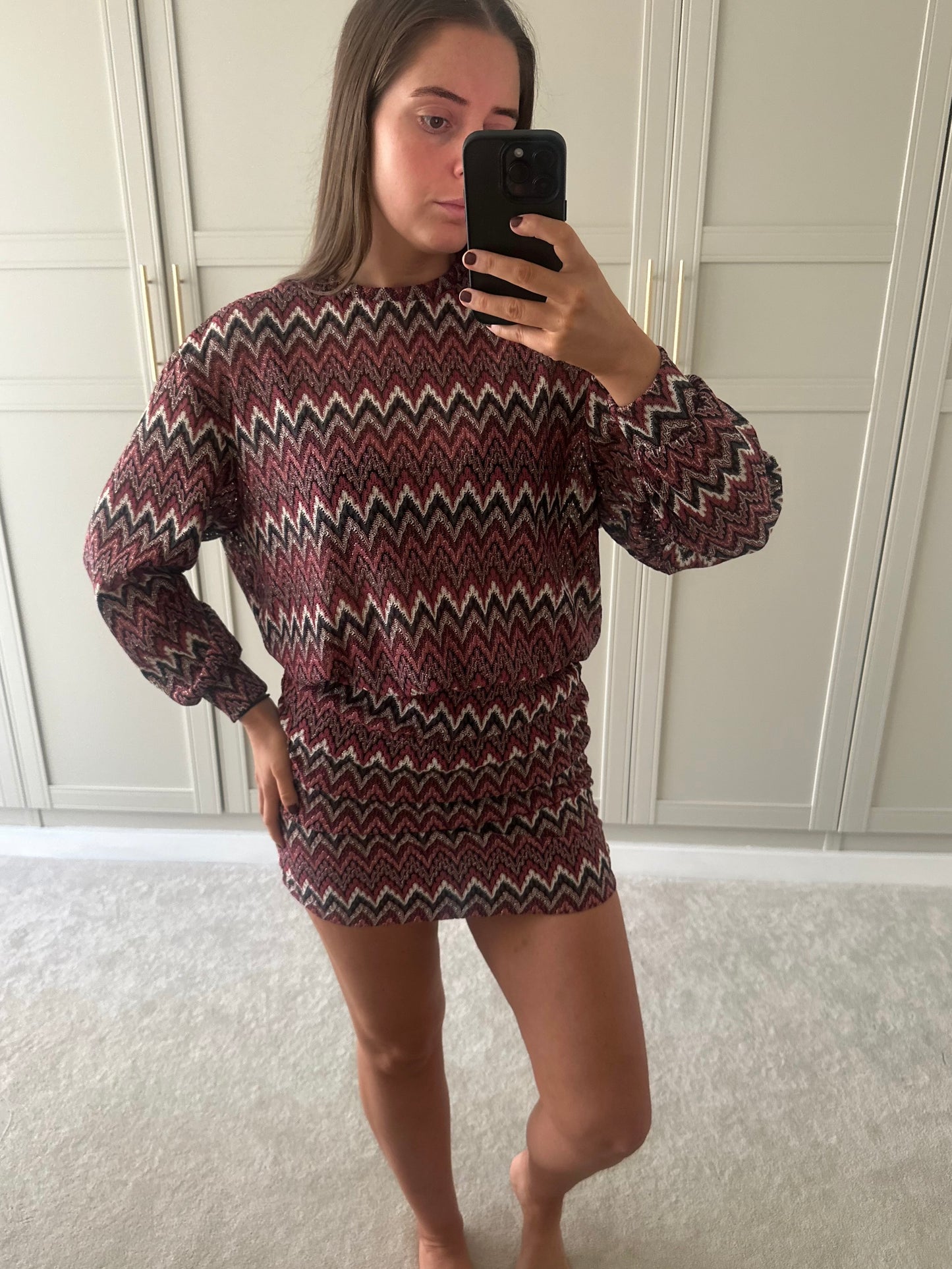 Mabel Jumper ~ Burgundy ZigZag Knit