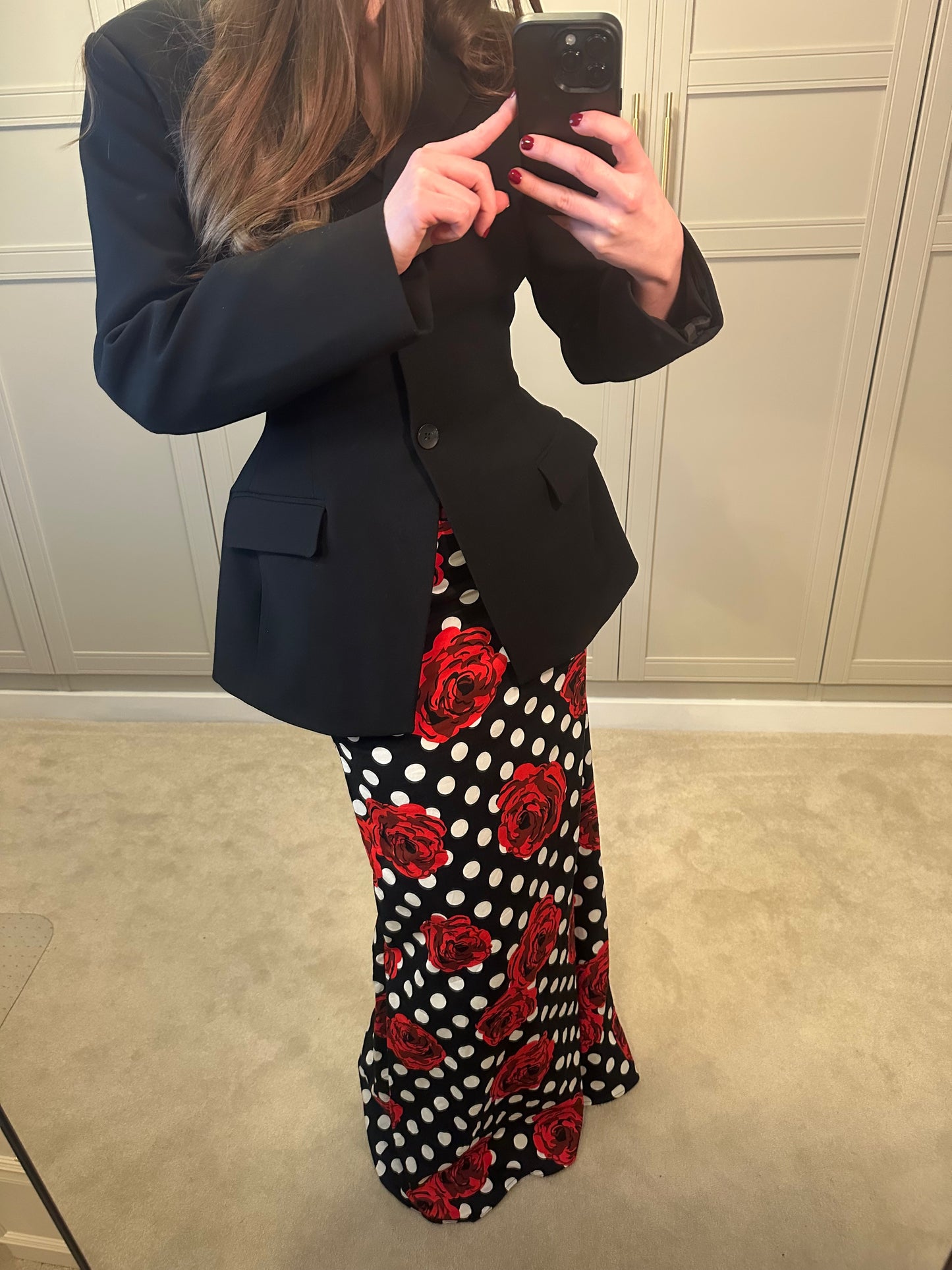 Polka Dot Rose Maxi Skirt