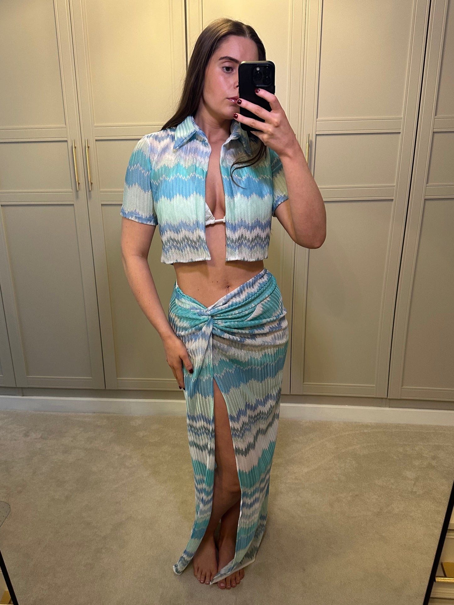 Gracie Skirt and Beach shirt ~ Aqua Knit