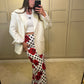 Polka Dot Rose Maxi Skirt ~ White