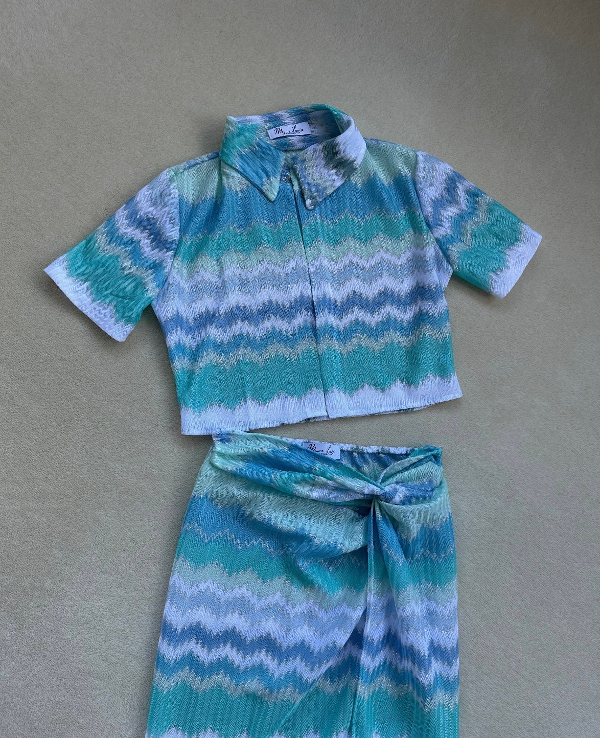 Crop Beach Shirt ~ Aqua Knit
