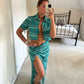 Gracie Skirt - Turquoise wave Knit